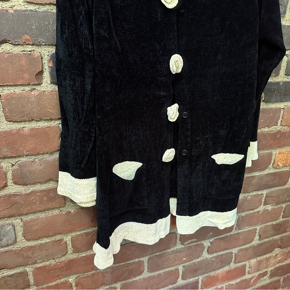 VTG Roni Rabl Cardigan Chenille USA Button Front Pocket Jacket Sz 2 -43 Chest